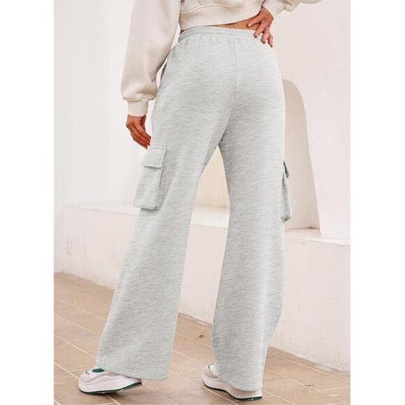 New Aleumdr Women High Waisted Drawstring Wide Leg Cargo Pants Size L - Picture 4 of 4